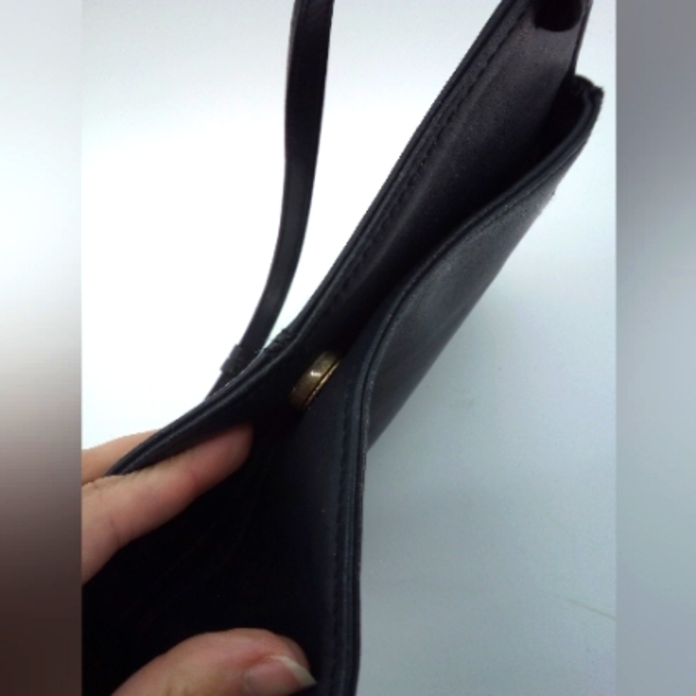 Vintage Leather Co. Liz Claiborne Black Genuine Leather Shoulder Bag Work VTG - Picture 8 of 15